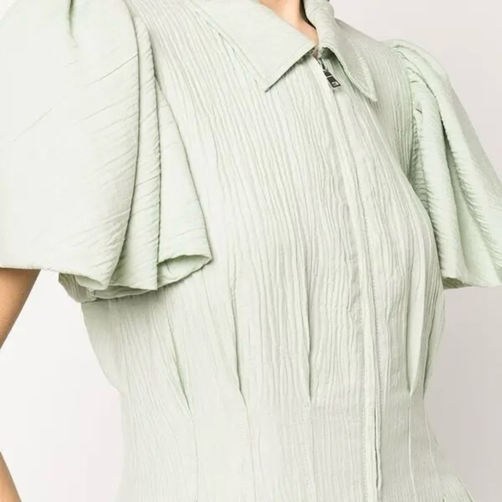 Jonathan Simkhai Green Pleated Mini Dress - Picture 4 of 12